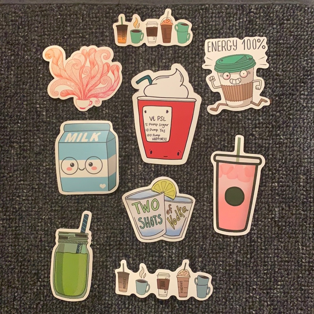 Pack of 9 stickers (drink theme)